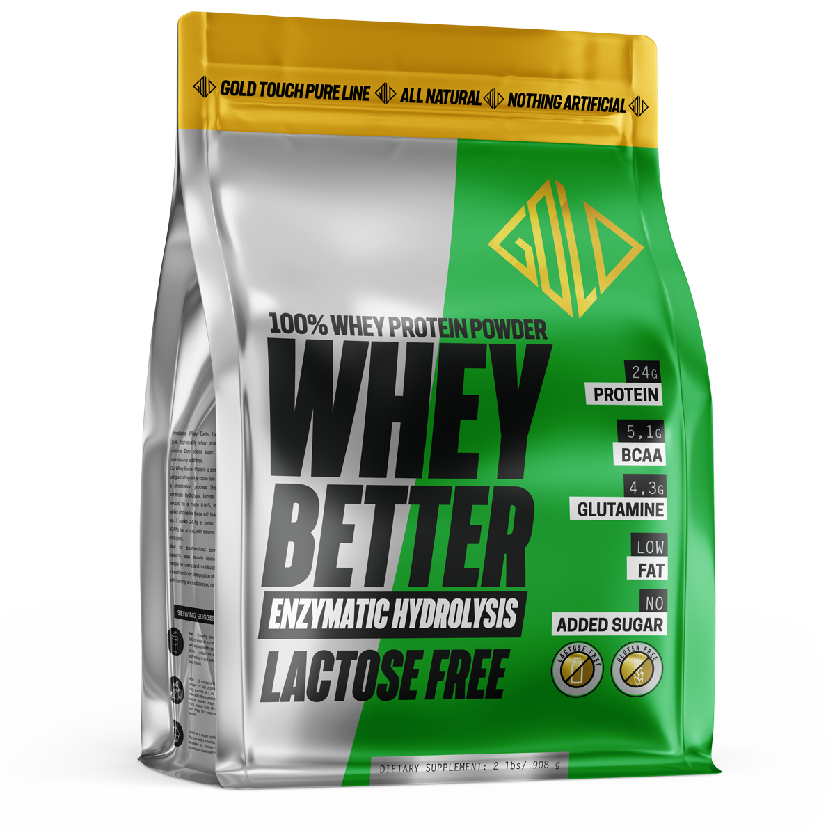 Whey Better HydroProtein 80% - Lactose Free (908g) - Pure Cutting Protein - GoldTouch Nutrition Pure Line (Natural)